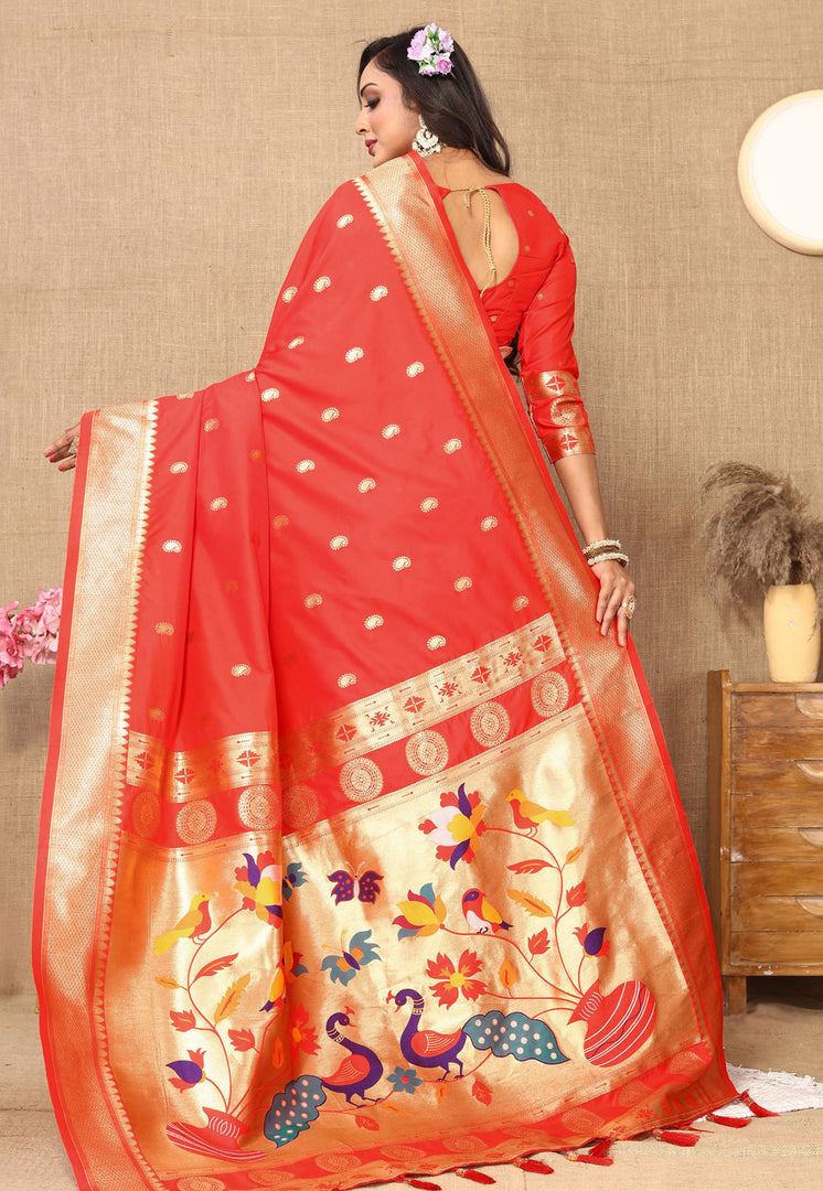 Red Silk Paithani Saree