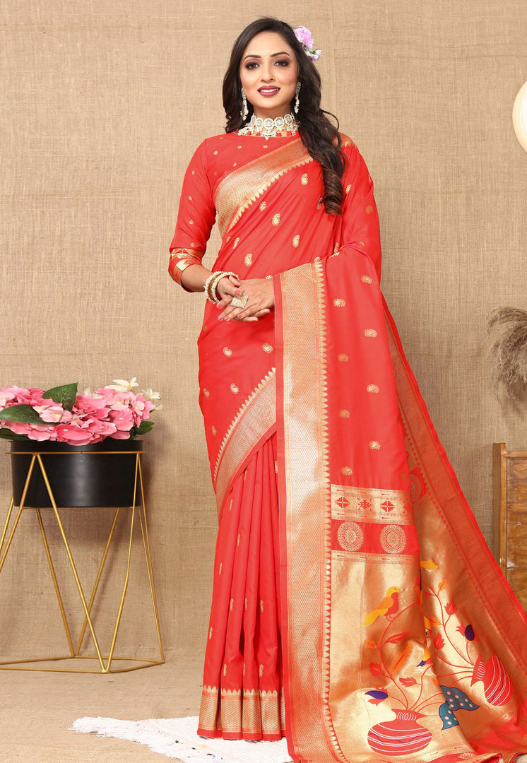 Red Silk Paithani Saree