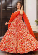 Load image into Gallery viewer, Red Silk Readymade Long Anarkali Suit
