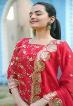 Load image into Gallery viewer, Red Silk Readymade Long Choli Lehenga
