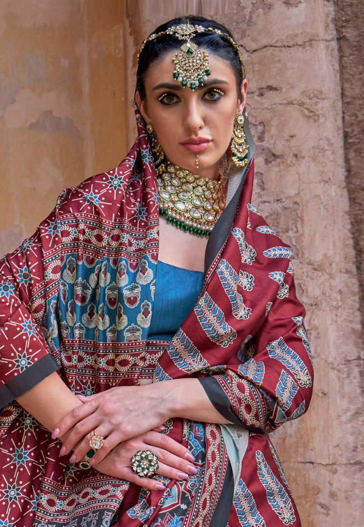 Red Silk Saree With Blouse