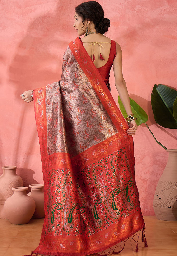 Red Silk Saree With Blouse