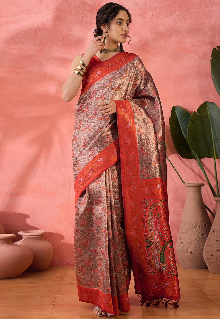 Red Silk Saree With Blouse