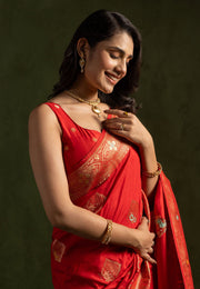 Red Silk Saree With Blouse
