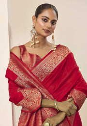 Red Silk Saree With Blouse