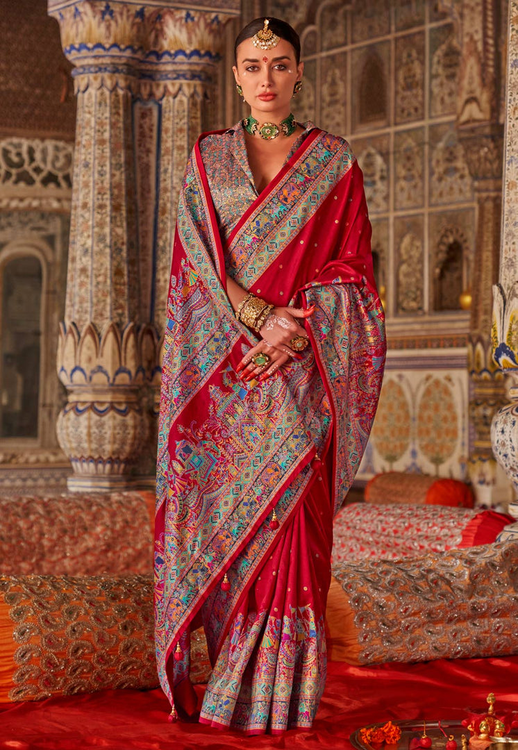 Red Silk Saree With Blouse