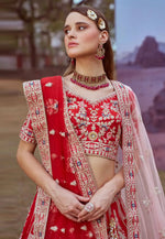 Load image into Gallery viewer, Red Silk Wedding Lehenga Choli
