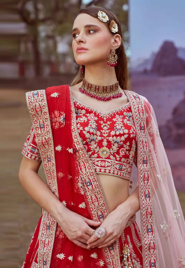 Red Silk Wedding Lehenga Choli