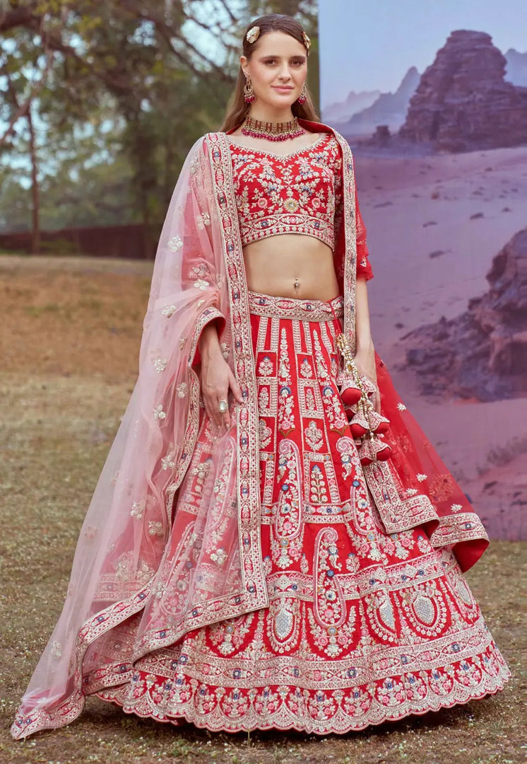Red Silk Wedding Lehenga Choli