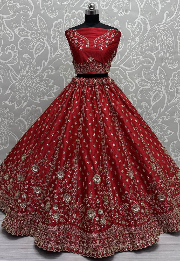 Red Silk Wedding Lehenga Choli
