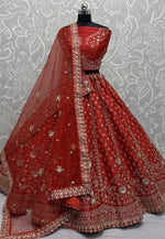 Load image into Gallery viewer, Red Silk Wedding Lehenga Choli
