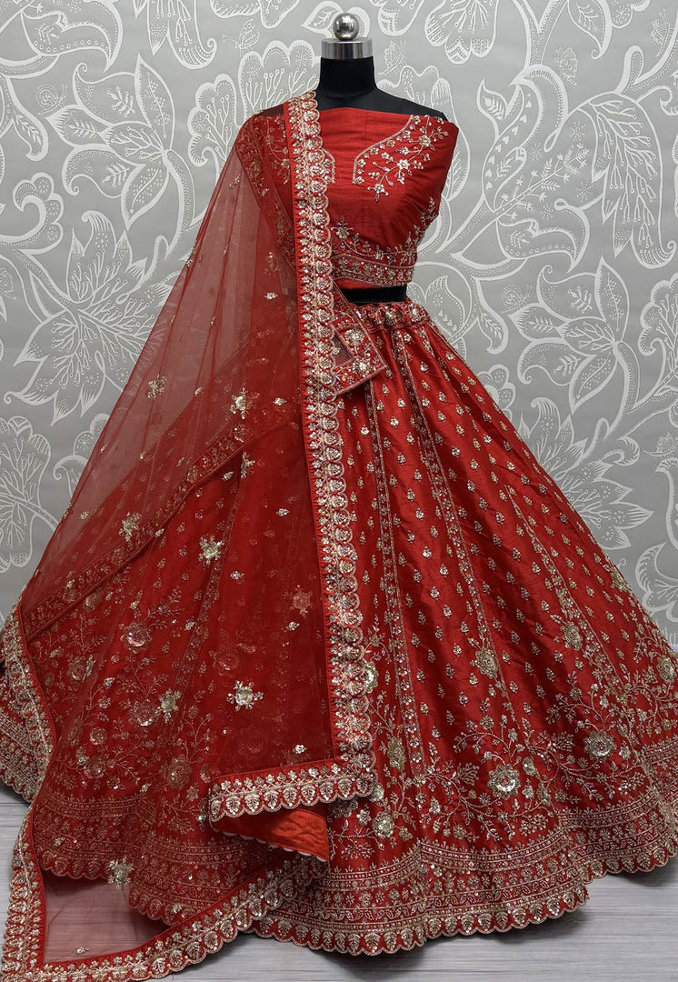 Red Silk Wedding Lehenga Choli