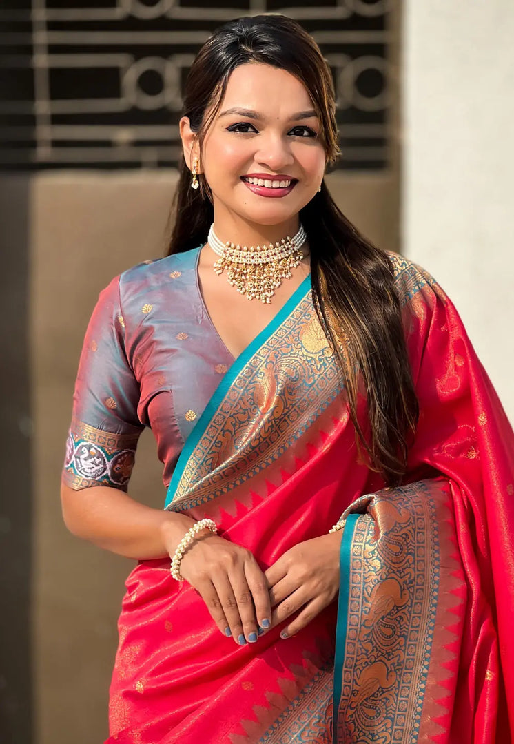 Red Tissue Paithani Saree
