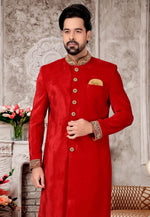Load image into Gallery viewer, Red Velvet Indo Western Sherwani
