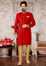 Load image into Gallery viewer, Red Velvet Indo Western Sherwani
