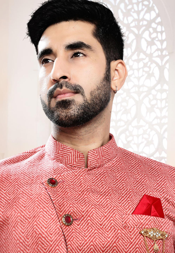 Red Velvet Indo Western Suit