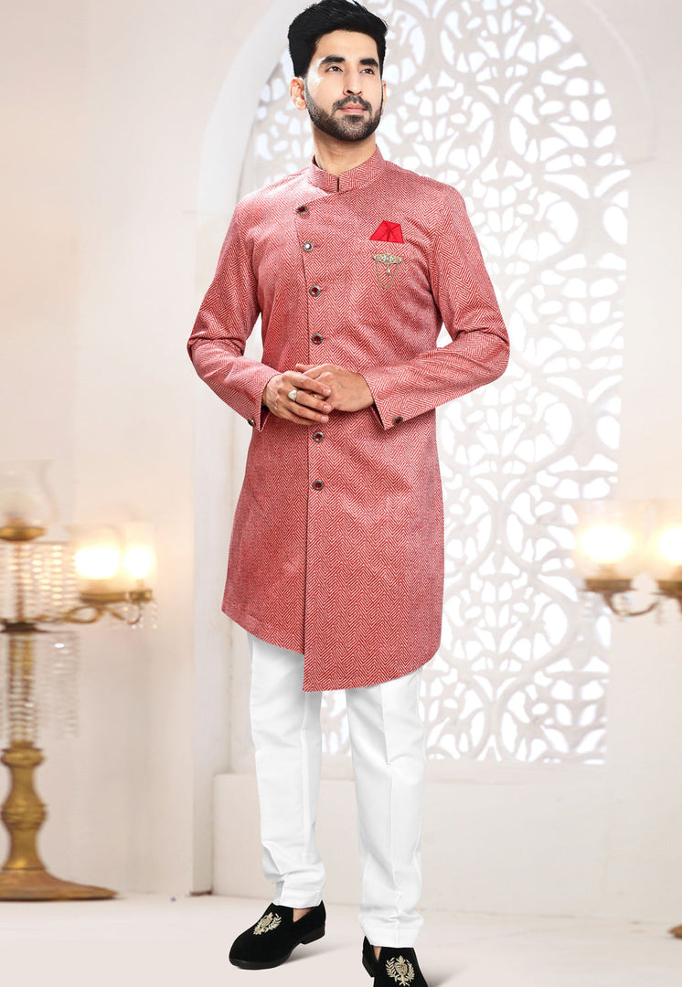 Red Velvet Indo Western Suit