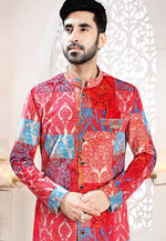 Load image into Gallery viewer, Red Velvet Indo Western Suit
