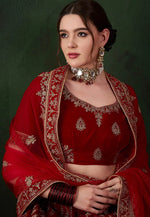Load image into Gallery viewer, Red Velvet Lehenga Choli
