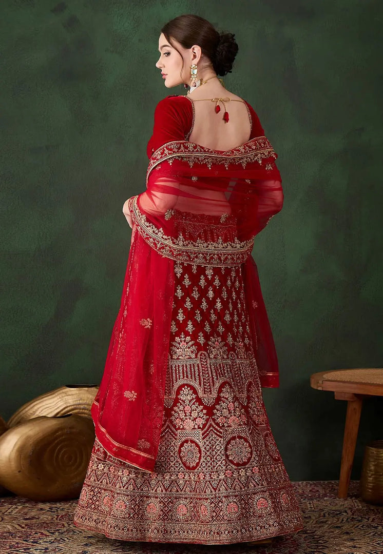 Red Velvet Lehenga Choli