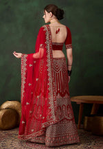 Load image into Gallery viewer, Red Velvet Wedding Lehenga Choli
