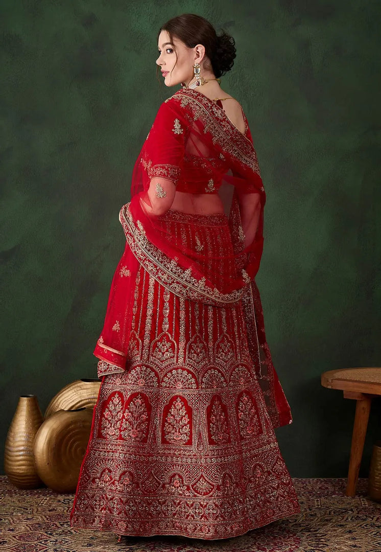 Red Velvet Wedding Lehenga Choli
