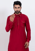 Load image into Gallery viewer, Red Viscose Pathani Suit
