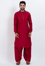 Load image into Gallery viewer, Red Viscose Pathani Suit
