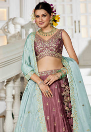 Rust Chiffon Lehenga Choli For Wedding