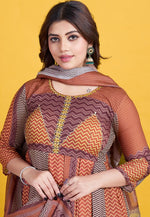 Load image into Gallery viewer, Rust Cotton Readymade Long Anarkali Suit
