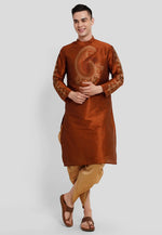Load image into Gallery viewer, Rust Dupion Silk Dhoti Kurta
