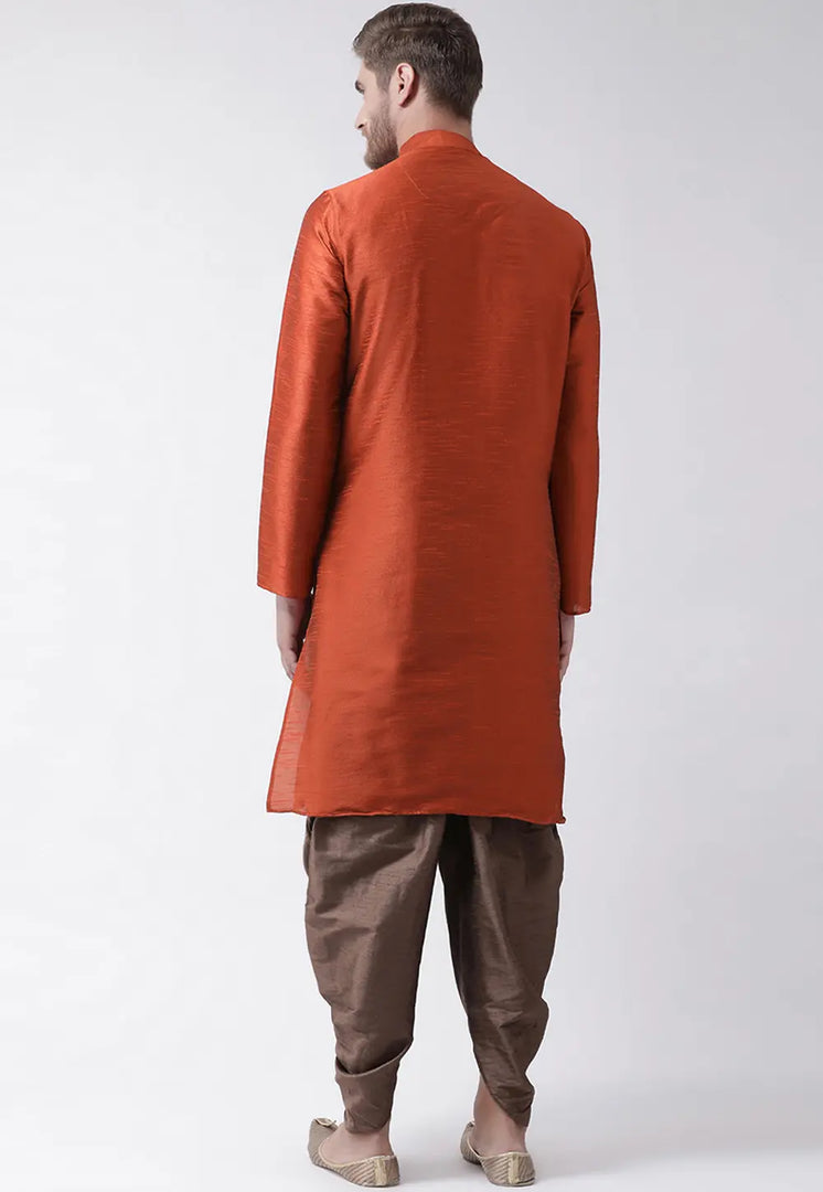 Rust Dupion Silk Dhoti Kurta