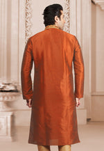 Load image into Gallery viewer, Rust Dupion Silk Kurta Pajama
