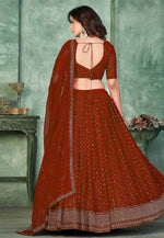 Load image into Gallery viewer, Rust Georgette Circular Lehenga Choli
