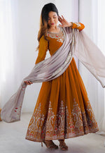 Load image into Gallery viewer, Rust Georgette Readymade Anarkali Suit
