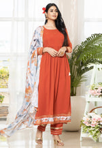 Load image into Gallery viewer, Rust Georgette Readymade Pant Style Suit

