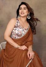 Load image into Gallery viewer, Rust Georgette Saree With Blouse