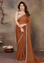 Load image into Gallery viewer, Rust Georgette Saree With Blouse