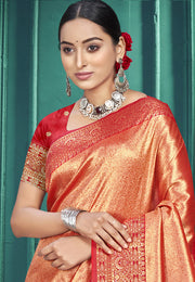Rust Kanjivaram Silk Saree