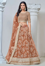 Load image into Gallery viewer, Rust Net Lehenga Choli
