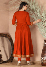 Load image into Gallery viewer, Rust Rayon Readymade Pant Style Suit
