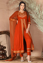Load image into Gallery viewer, Rust Rayon Readymade Pant Style Suit
