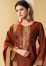 Load image into Gallery viewer, Rust Silk Pakistani Suit
