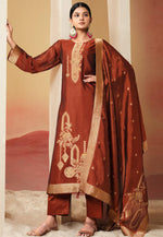 Load image into Gallery viewer, Rust Silk Pakistani Suit
