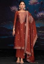 Load image into Gallery viewer, Rust Silk Pant Style Suit
