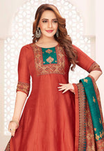 Load image into Gallery viewer, Rust Silk Readymade Pant Style Suit
