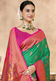 Sea Green Art Silk Saree With Blouse