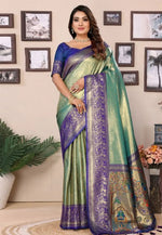 Load image into Gallery viewer, Sea Green Banarasi Silk Saree
