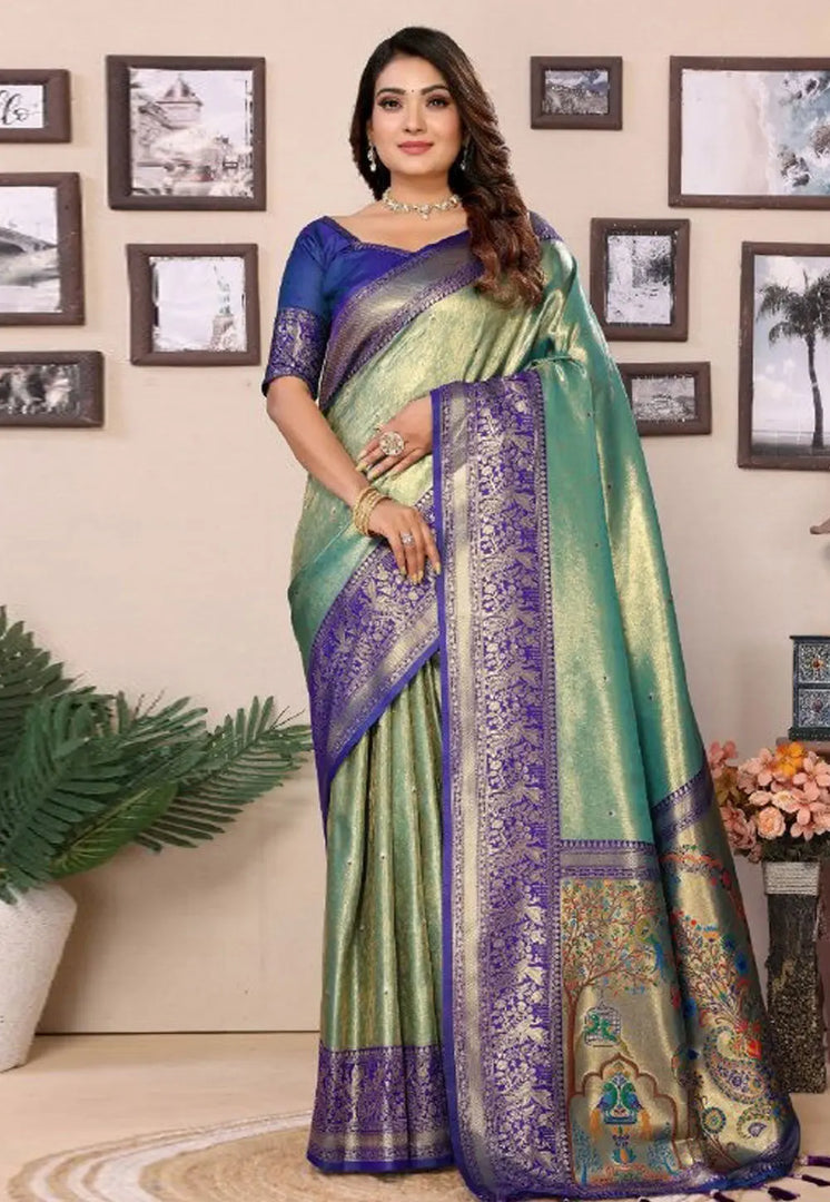 Sea Green Banarasi Silk Saree