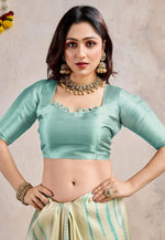 Load image into Gallery viewer, Sea Green Banarasi Silk Saree
